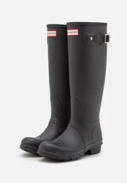 Hunter ORIGINAL Womens Tall Tri Colour Logo Backstrap Boot - Wellies - Black -Famous Lady Shoe Store 3750e923f60745019b8324741eac1bcb
