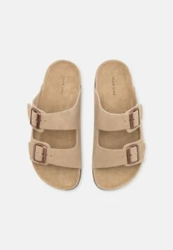 Pier One Leather Unisex - Slippers - Beige -Famous Lady Shoe Store 658db7c748df48419a27fd940a9ac1ce