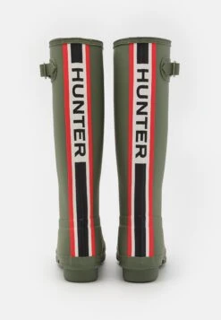Hunter ORIGINAL Womens Tall Tri Colour Logo Backstrap Boot - Wellies - Lichen Green -Famous Lady Shoe Store b06de876587148bf9267e215af16e05a