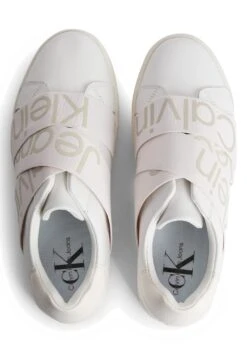 Calvin Klein Jeans Classic Cupsole Elast Webbing - Slip-Ons - White/Ancient White -Famous Lady Shoe Store d58ac64ae3c44d63b449d2d3aba7de14
